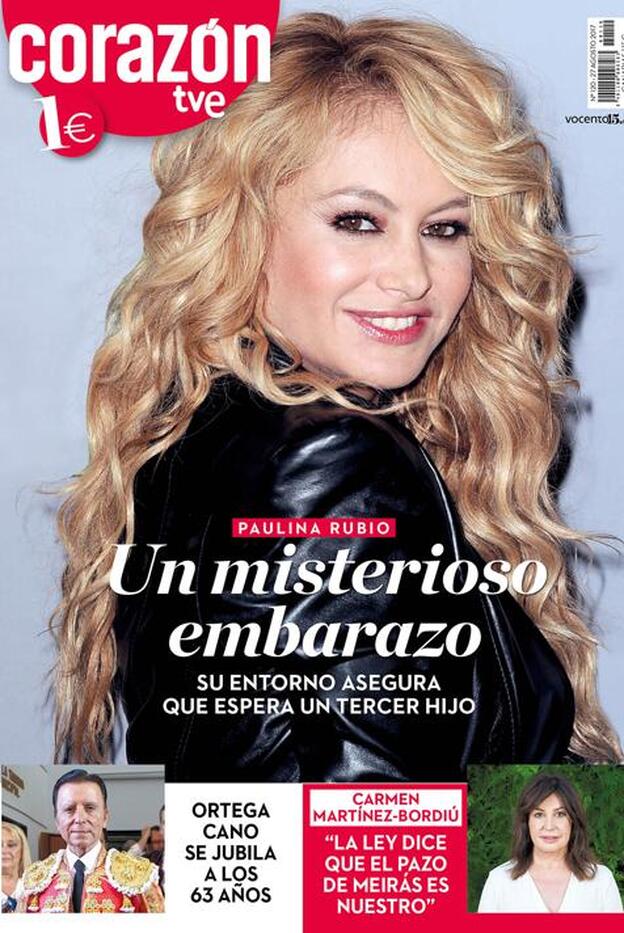 Paulina Rubio y su supuesto embarazo, portada de la revista 'Corazón'./