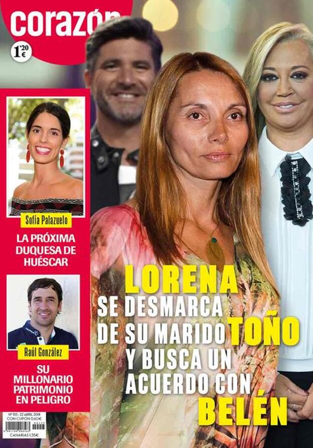 La mujer de Toño Sanchís, comparte protagonismo en nuestra portada de esta semana con Sofía Palazuelo y Raúl González Blanco./corazón.