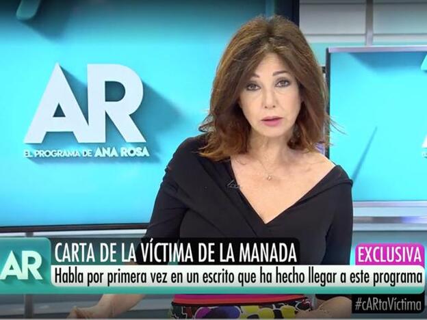 Ana Rosa Quintana lee la carta de la víctima de La Manada./telecinco.