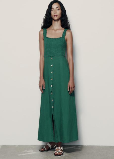 Vestido verde de Zara (29,99 euros)