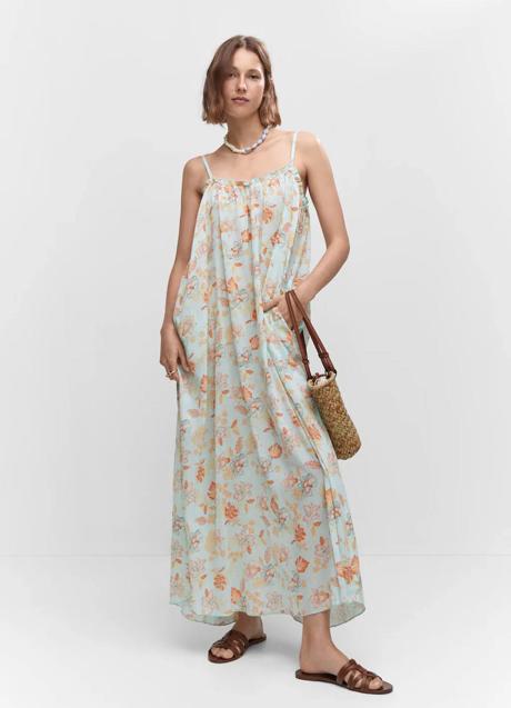 Vestido largo con estampado floral