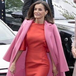 La reina Letizia derrocha estilo en Holanda con un nuevo look: combina el rosa y el naranja y roba el protagonismo a Máxima