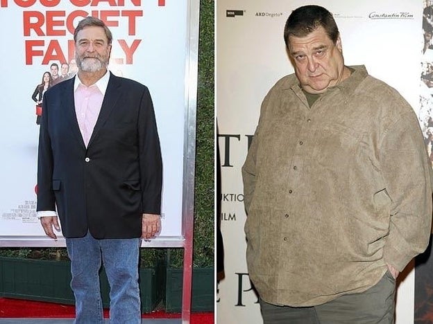 John Goodman en una imagen reciente (izda.) y en otra de 2009 (dcha.)./cordon press.