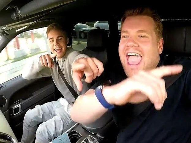 James Corden durante el programa con Justin Bieber./twitter.