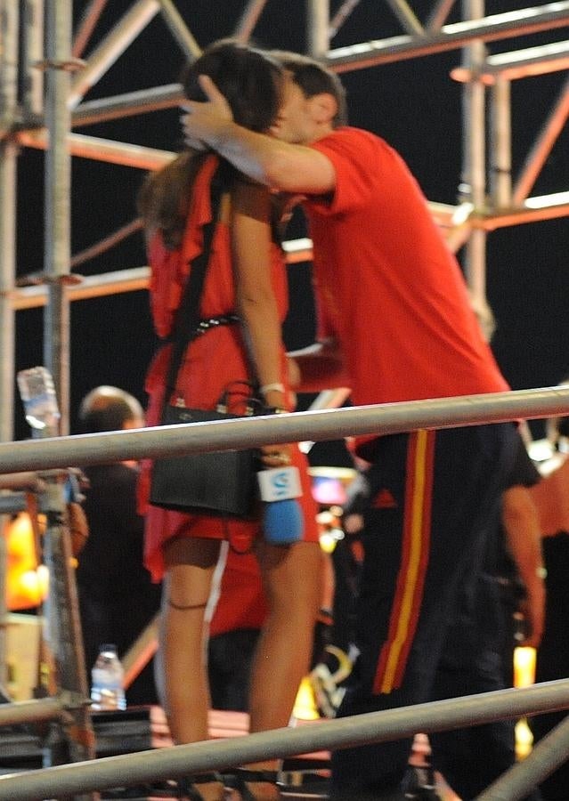 Iker Casillas y Sara Carbonero en la celebración del Mundial 2010