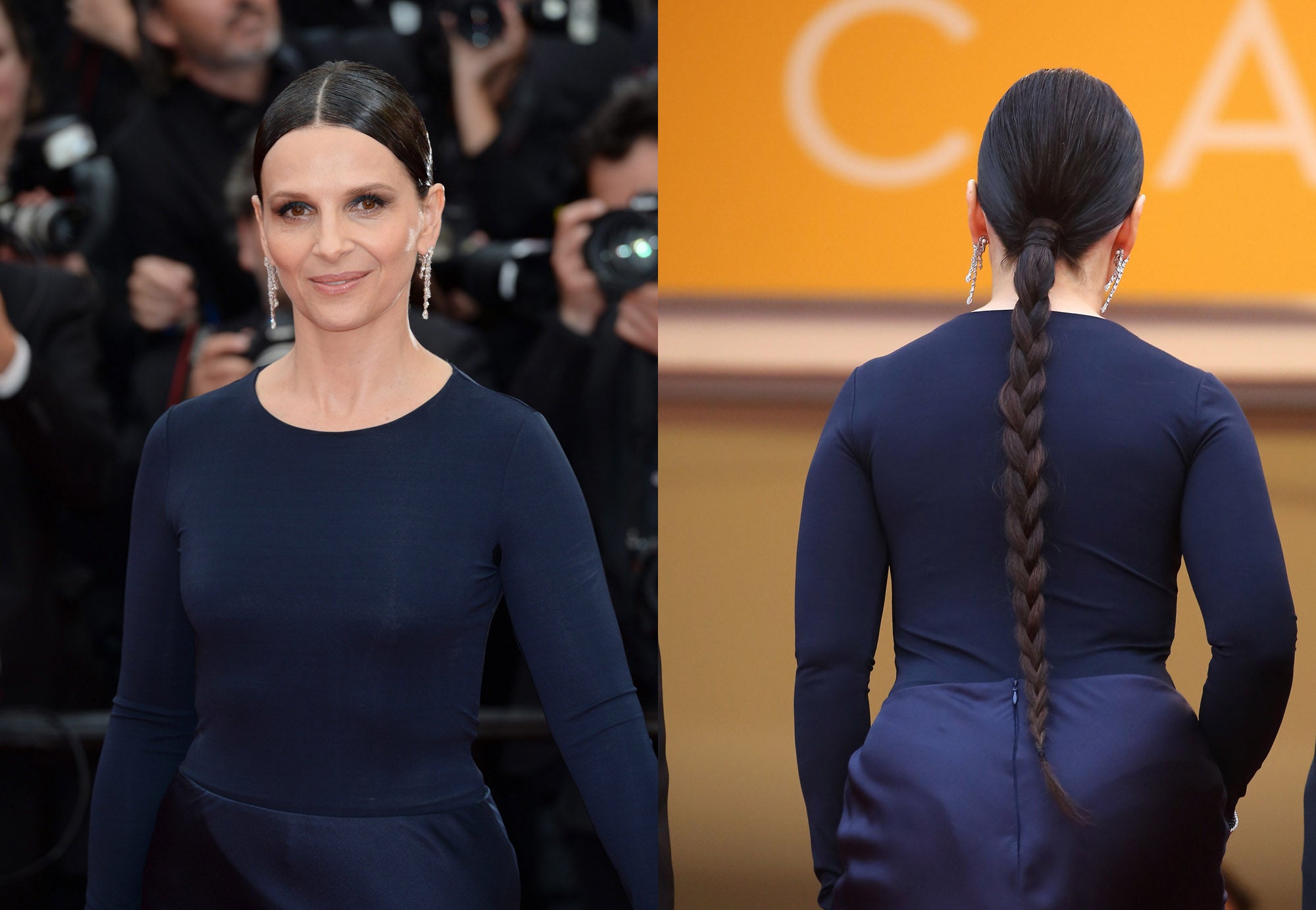 Peinados y maquillajes del Festival de Cannes 2016: Juliette Binoche con trenza postiza