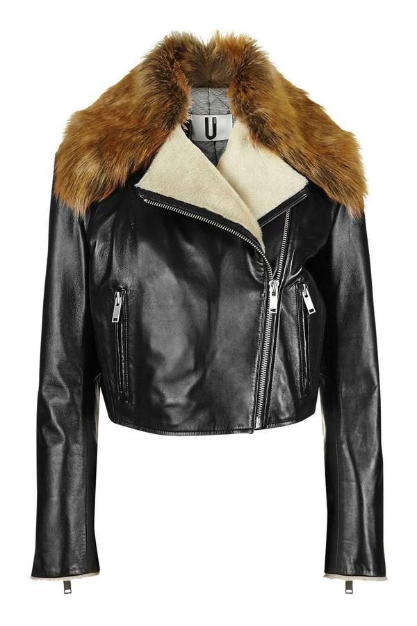 Biker con cuello de pelo, de Topshop