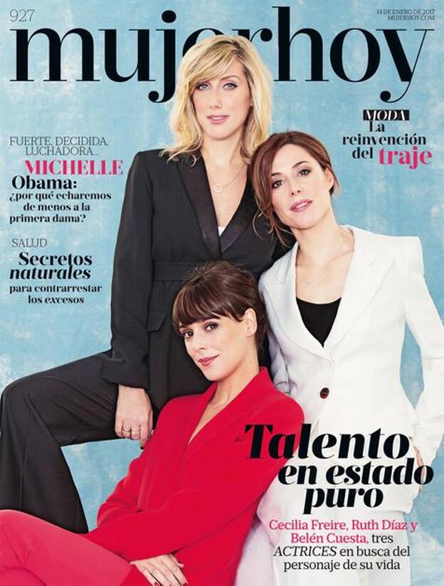 Cecilia Freire, Ruth Díaz y Belén Cuesta, juntas en nuestra portada con peluquería de L'Oréal Professionnel./Pedro Walter/Mujerhoy