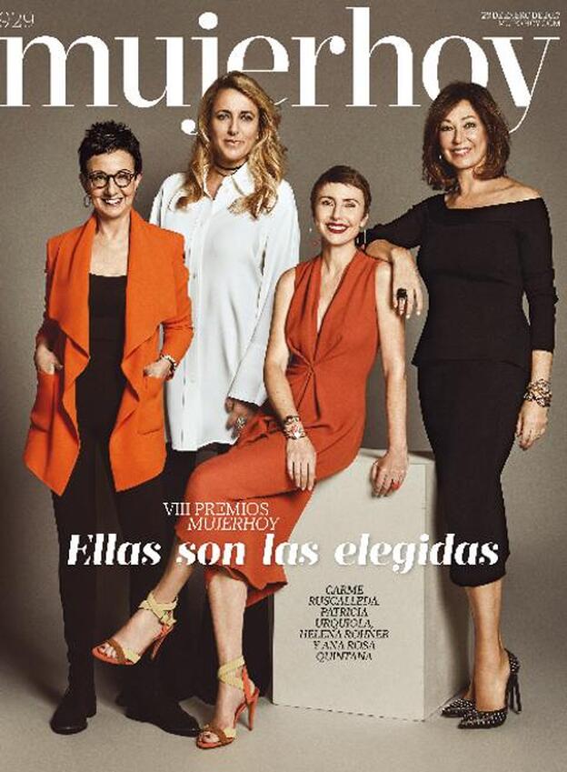 Carme Ruscalleda, Patricia Urquiola, Helena Rohner y Ana Rosa Quintana, ganadoras de los VIII Premios Mujerhoy, en la portada de la revista./MUJERHOY