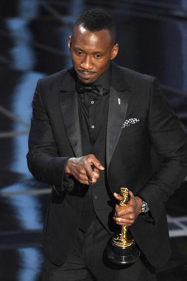 Mahershala Ali en el momento de la emotiva dedicatoria./gtres.