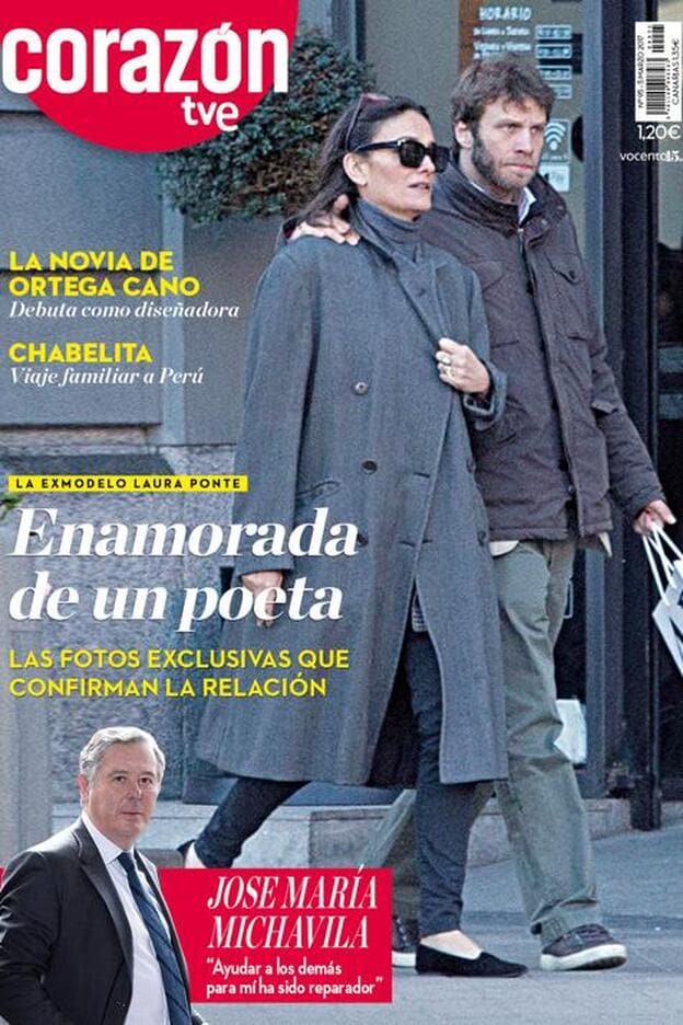 Laura Ponte y su nueva pareja, el poeta Pedro Letai, protagonistas de la portada de 'Corazón'./corazón