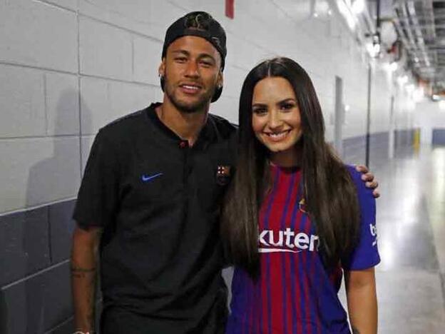 Neymar junto a Demi Lovato./INSTAGRAM