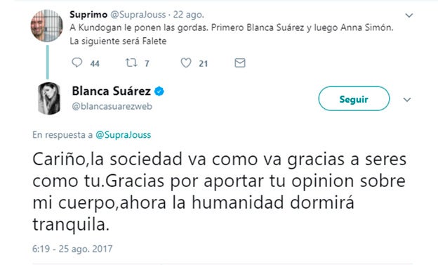 Captura del mensaje de Twitter.