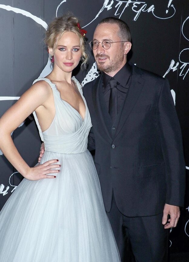 Jennifer Lawrence y el director Darren Aronofsky.