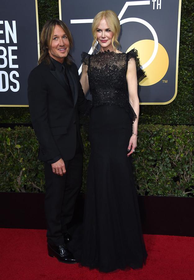 Parejas en la alfombra roja de los Globos de Oro 2018: Keith Urban y Nicole Kidman