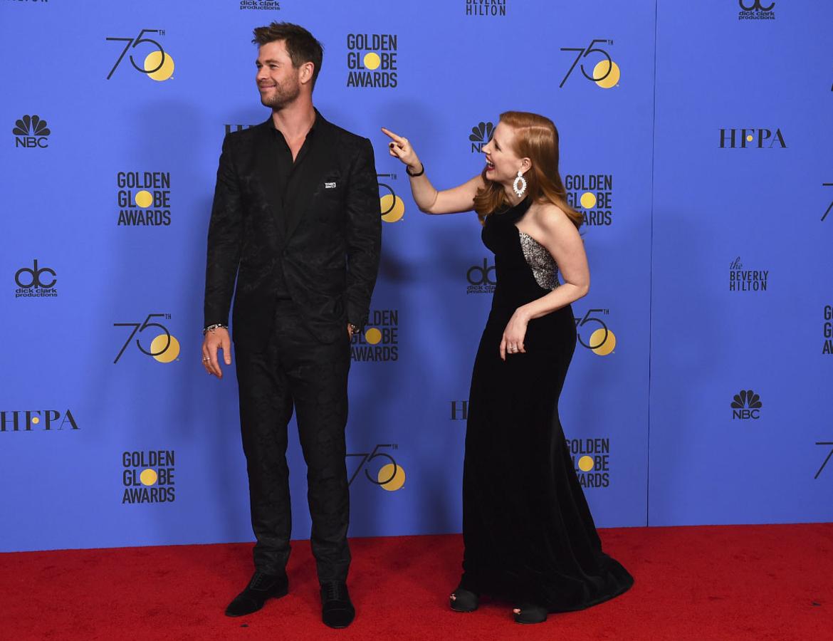 Globos de Oro 2018: Jessica Chastain y Chris Hemsworth