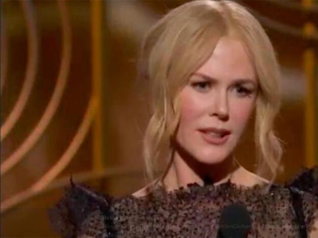 Nicole Kidman durante su discurso en los Globos de Oro 2018./twitter.