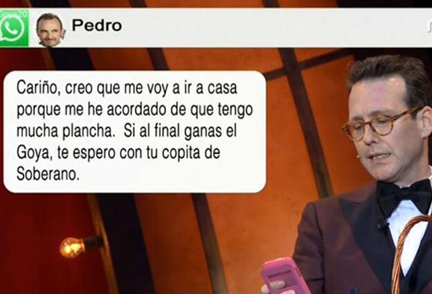 El WhatsApp ficticio de Pedro Larrañaga a Maribel verdú./tve.