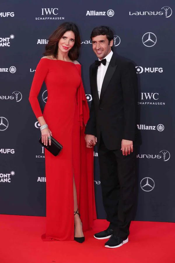 Alfombra roja de los premios Laureus 2018: Raul González y Mamén Sanz