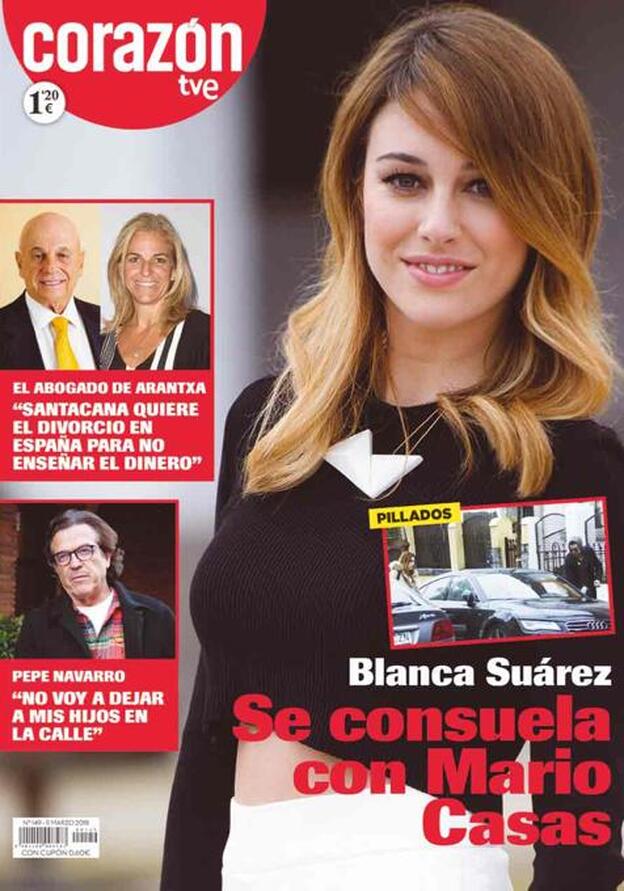 Esta es la portada de 'Corazón', con Blanca Suárez saliendo de casa de Mario Casas./'corazón'.