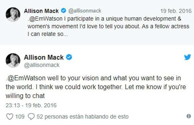 Allison Mack intentó capturar a Emma Watson para tráfico sexual