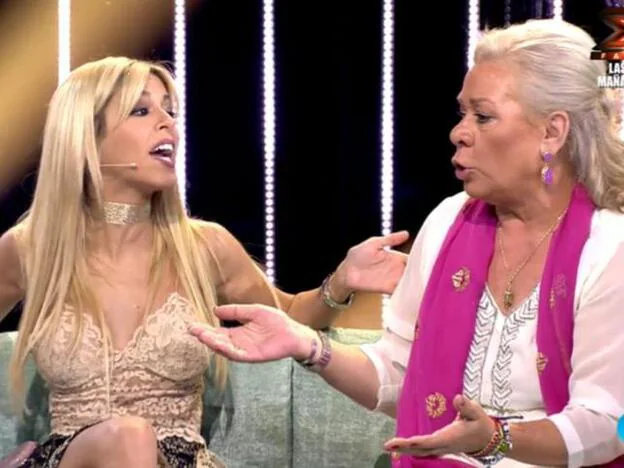Oriana Marzoli y Carmen Gahona durante su cruce de insultos./telecinco.