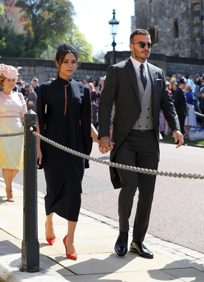 Los Beckham, a su llegada a la boda de Meghan y Harry