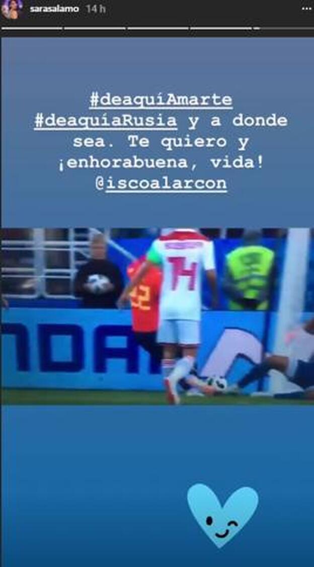 Sara Sálamo publica en su cuenta de Instagram el gol de su novio, Isco Alarcón.