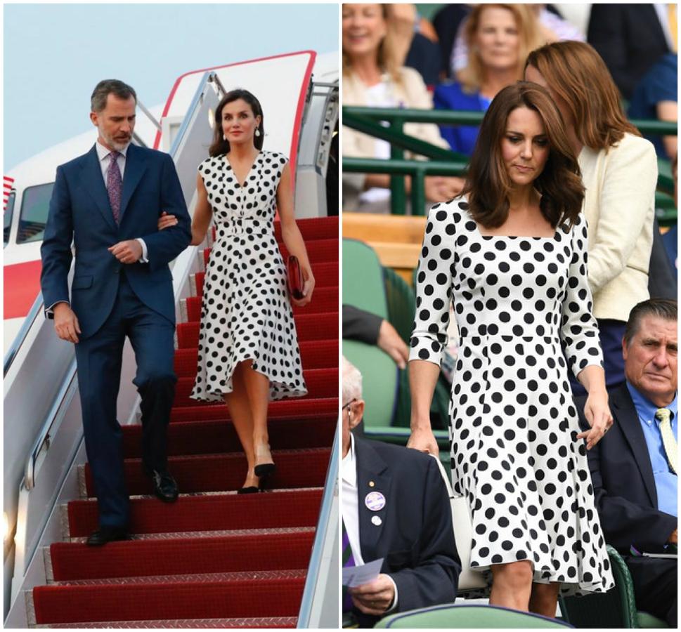 Letizia y Kate Middleton con vestidos de lunares