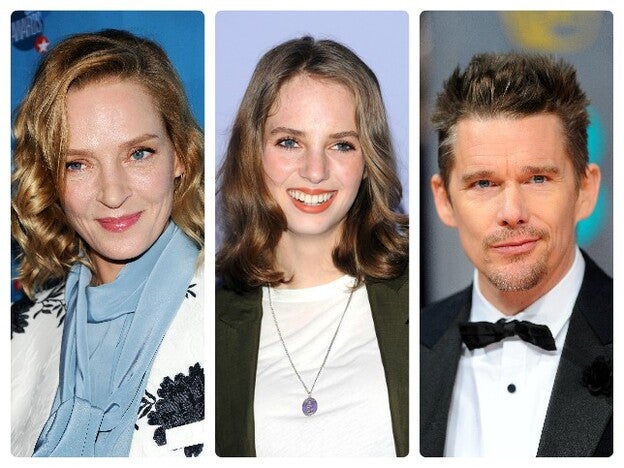 Uma Thurman, Maya Hawke e Ethan Hawke, una familia de guapos