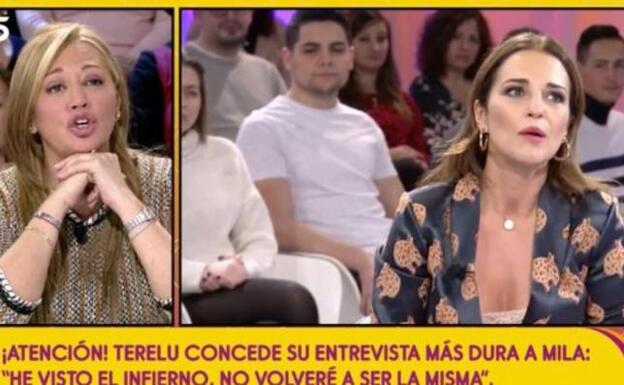 Belén Esteban durante la advertencia a Paula Echevarría.