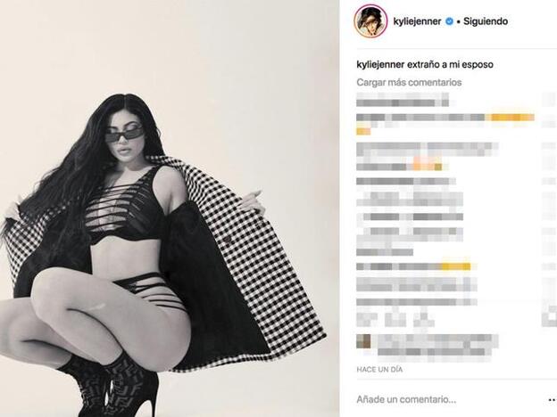 Kylie Jenner posa sensual en una imagen de sus redes sociales en la que llama marido a Travis Scott.