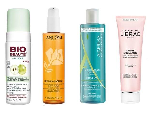 Bio-Beauté Espuma Limpiadora Suave Anti-Contaminación e Nuxe (14,90 euros). Miel-en-mousse de Lancôme (34 euros). Phy-AC Gel Moussant Purifiant de A-Derma (14,90 euros). Crema Espumosa de Lierac (19,90 euros).