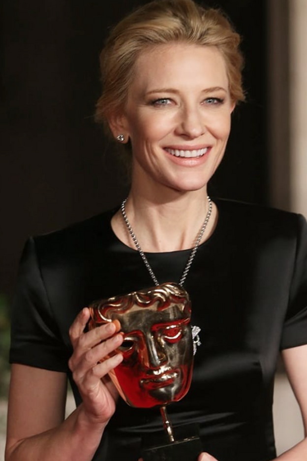 Cate Blanchett en 2014, recogiendo un Bafta aún con su look rubio.