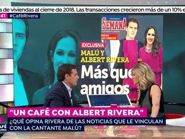 Albert Rivera, preguntado sobre su relación con Malú en 'Espejo Público'. Pincha sobre la foto para ver todas las parejas que han empezado a salir en 2019./antena 3.