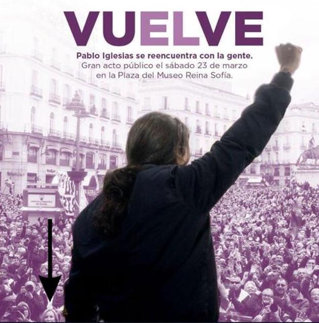 Carmen Lomana protagonista del cartel publicitarios de Podemos.