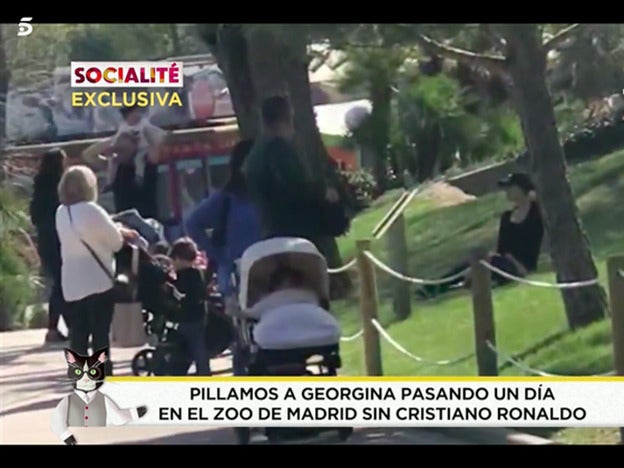 Georgina Rodríguez comentiendo una imprudencia en el zoo de Madrid con el cordón de seguridad de los recintos.