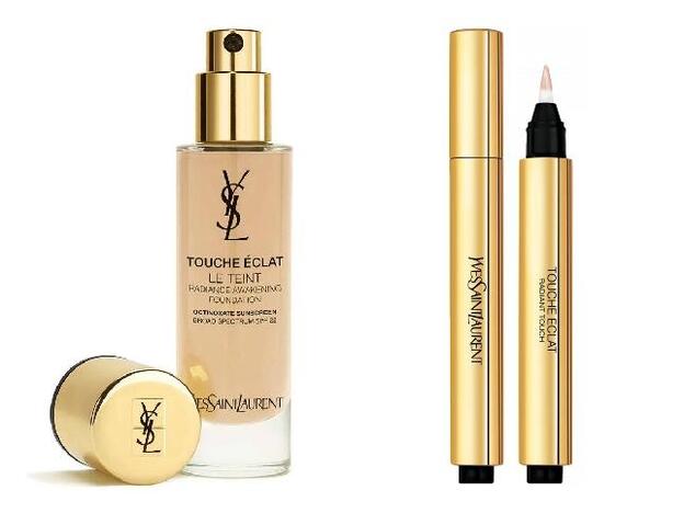 1. Base de maquillaje Touché Éclat Le Teint Yves Saint Laurent (51,90 euros). 2. Corrector Touché Éclat de YSL Beauty (27 euros).