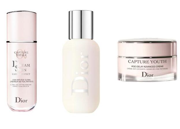 1. Perfeccionador de piel Capture Total Dreamskin. 2. Prebase Backstage Primer de Dior. 3. Crema hidratante Capture Youth.