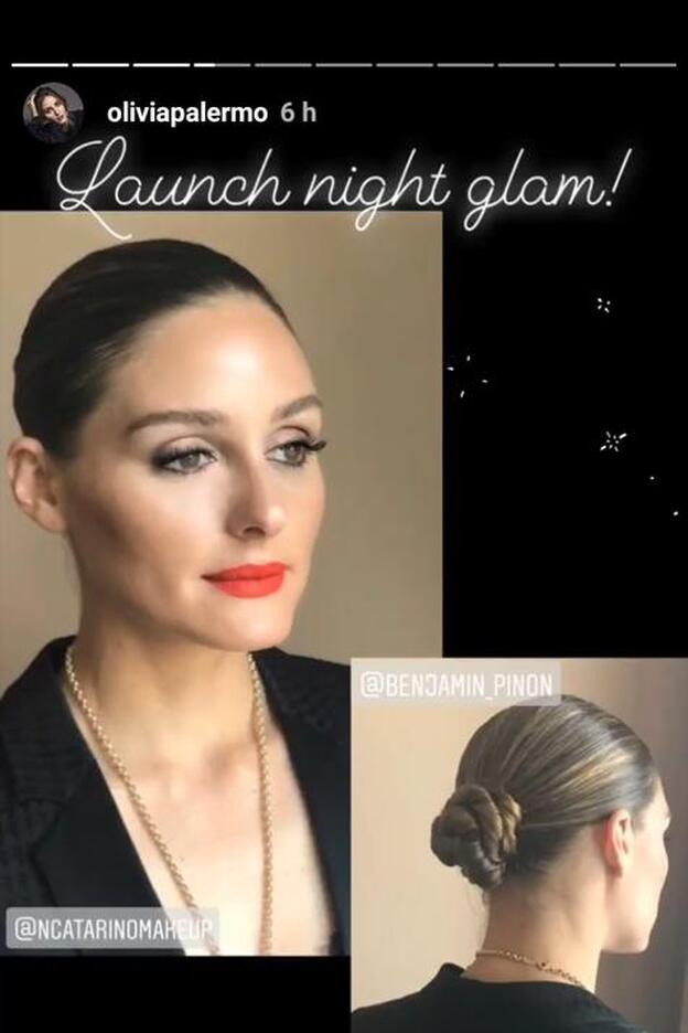 Olivia Palermo lució este elegante peinado con moño en uno de sus recientes stories de Instagram.