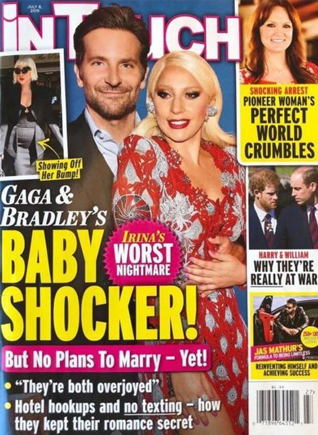 'InTouch' asegura que Lady Gaga está embarazada de Bradley Cooper.