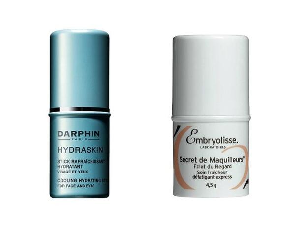 1. Cooling Hydrating Stick de Darphin (29,90 €). 2. Secret de Maquilleurs Eclat du Régard de Embryolisse (19,50 €).