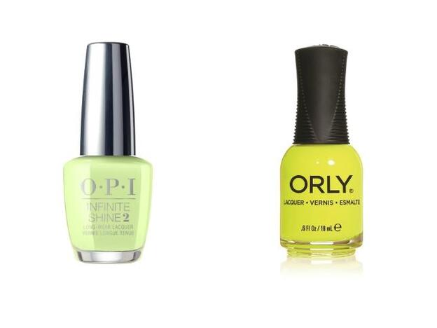 Infinite Shine en tono How Does Your Zen Garden Grow de OPI (20 €). Laca de uñas en tono Glowstick de Orly (12 €).