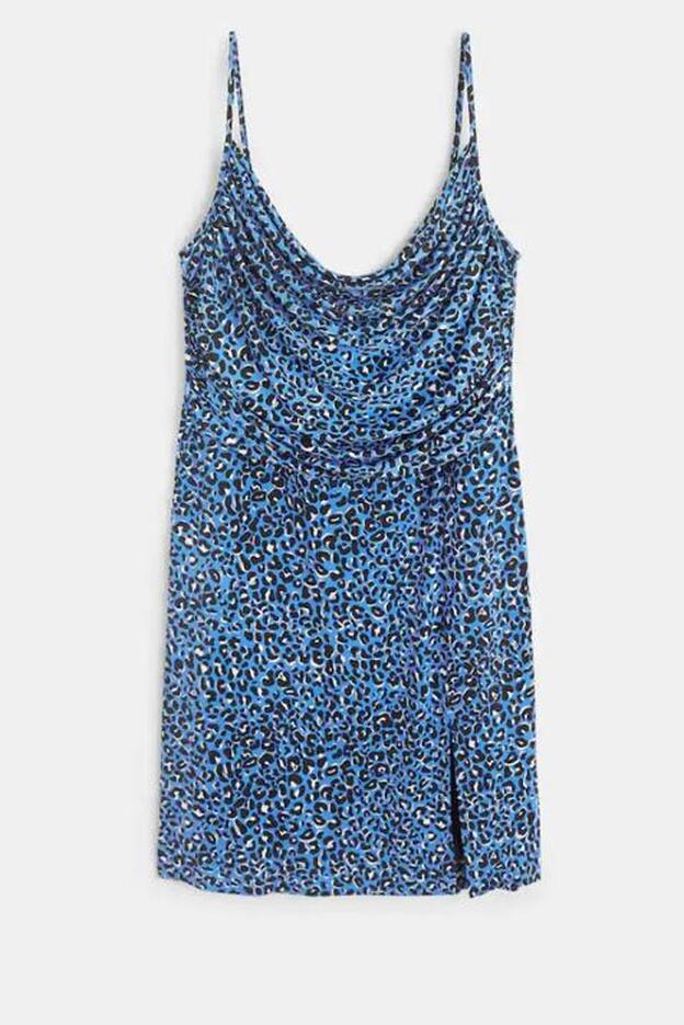 Vestido drapeado con estampado leopardo, 24,99 euros.