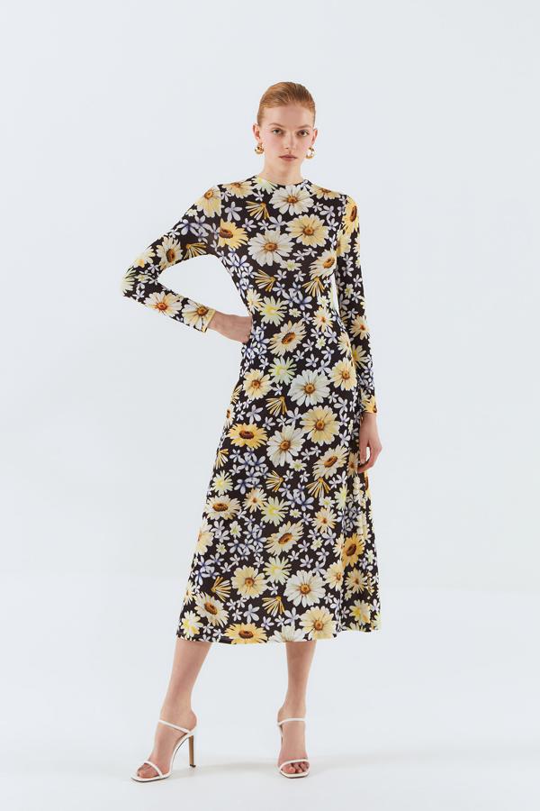 Vestido midi de flores