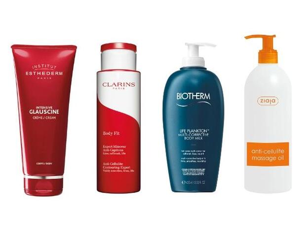 1. INSTITUT ESTHEDERM Intensive Glauscine (45 €). 2. CLARINS Body Fit (57 €). 3. BIOTHERM Life Plankton Multi-Corrective Body Milk (37 €) 4. ZIAJA Anti-cellulite Massage Oil (7,99 €).