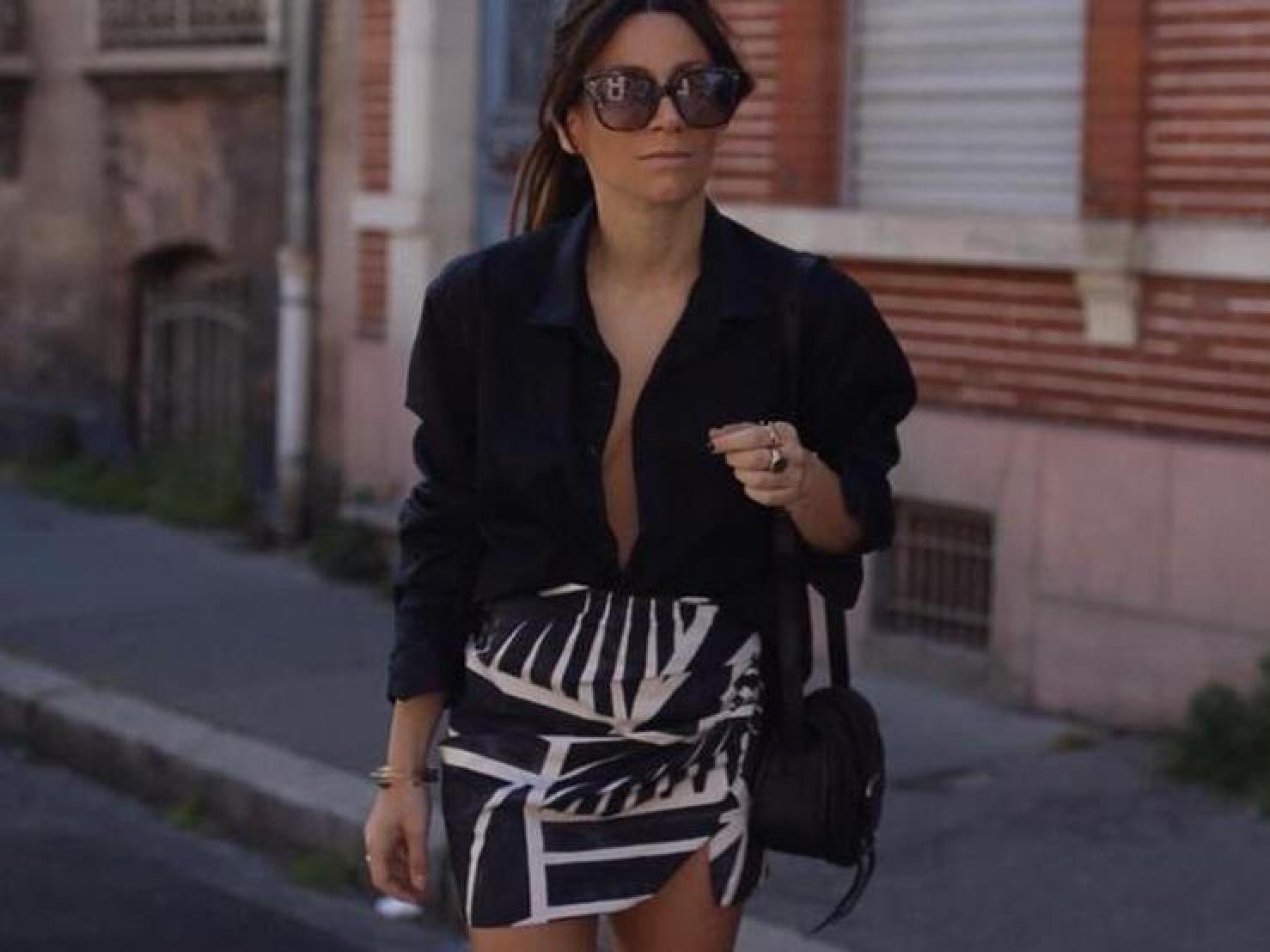 Moda Faldas Minifaldas Zara Trafaluc Minifalda estampado con dise\u00f1o abstracto look casual 