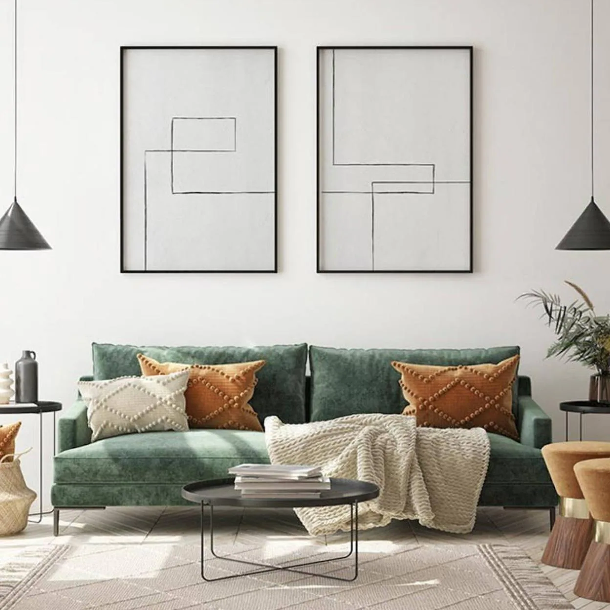 Estos cuadros de estilo abstracto son el chollo deco que necesitas si  buscas una decoración sencilla y elegante para el salón de tu casa