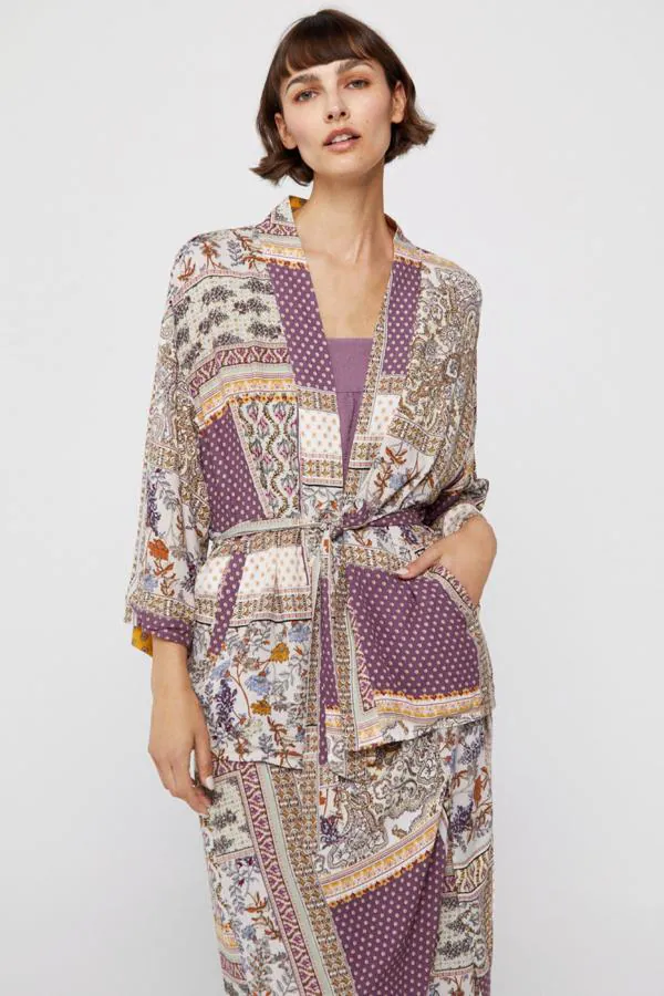 Kimono mujer estampado patchwork - TRICOT