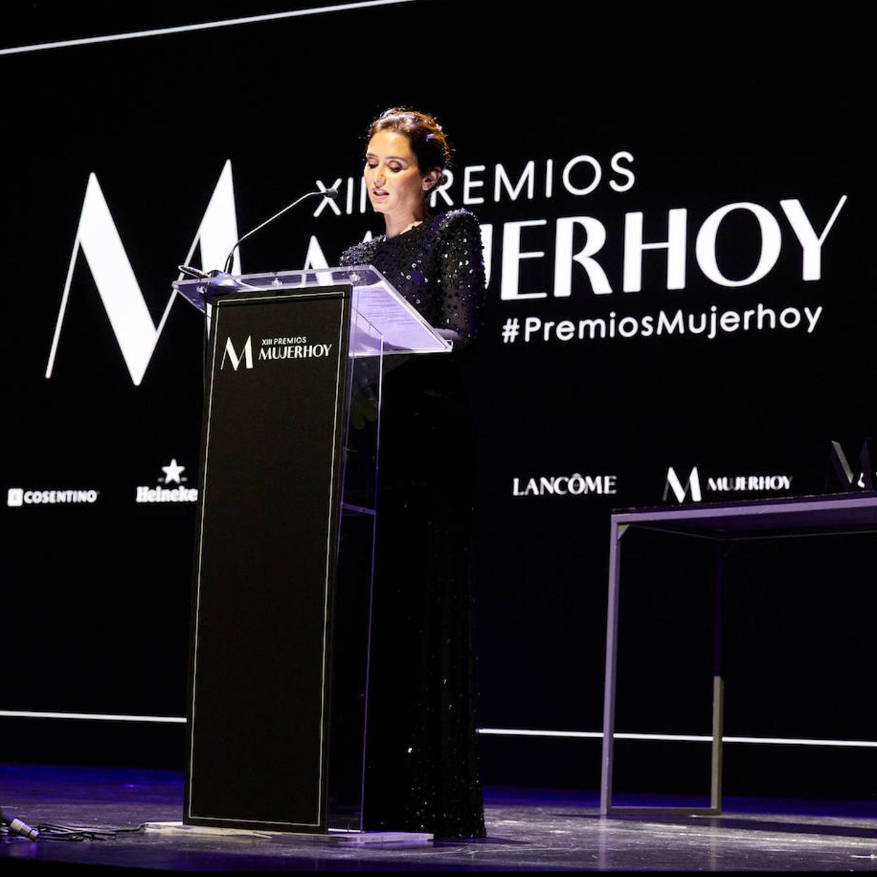 Isabel Díaz Ayuso, presidenta de la Comunidad de Madrid, enla entrega de los Premios Mujerhoy 2022./Álex Rivera